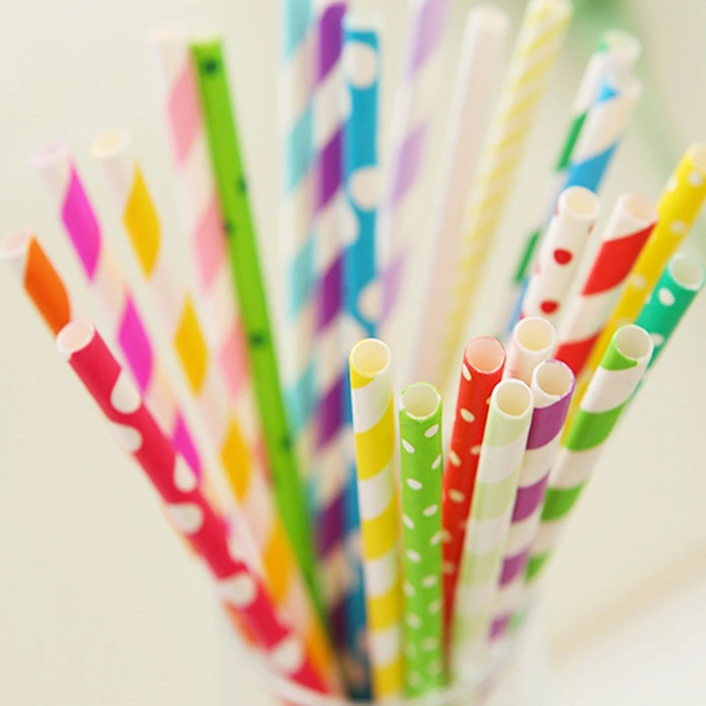 100pcs Color Paper Straws For Kids Birthday Party Wedding Decorations Paper Drinking Straws Colors Birthday Party Decorative
