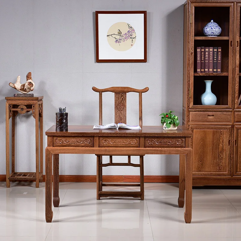 

desk chair set sedia ufficio escritorio de oficina Antique solid wood office table scrivanie cadeira armchair wooden furniture