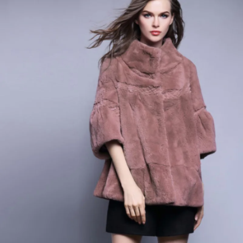 CAMEL LVCHI Winter2017 натуральное пальто из кроличьего меха Рекс женская круглый вырез три четверти Средний Повседневный офисный женский узкий драпированный теплый пальто - Цвет: CAMEL