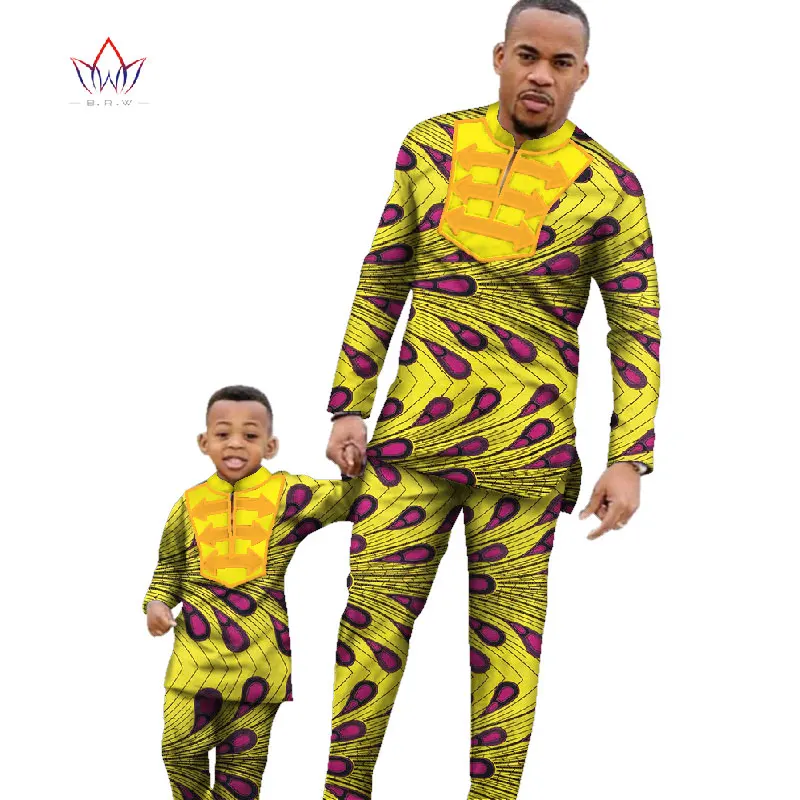 Новая мужская одежда в африканском стиле, комплекты из футболки и штанов, Bazin Riche, одежда для Отца и Сына, Дашики, мужские хлопковые комплекты из 2 предметов, WYQ85