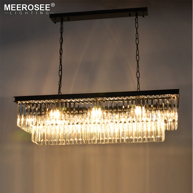 

Modern Rectangle Pendant Lights Crystal Hanging Lustre de cristal Lamp Dining room foyer Pendant Lighting 100% Guarantee