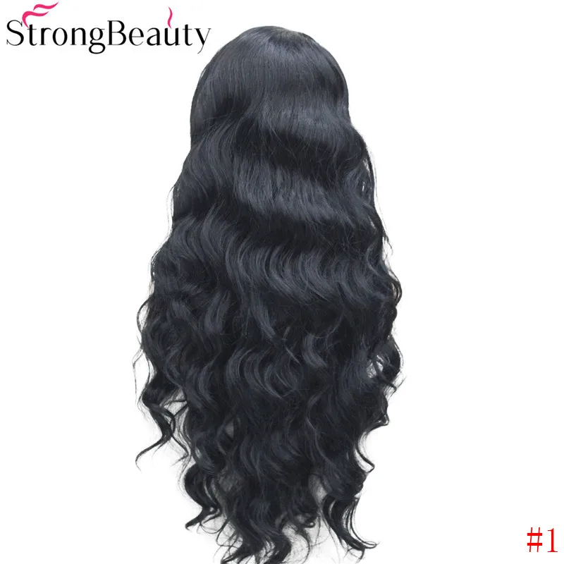 StrongBeauty Длинные Синтетические волнистые парики спереди парик шнурка Жаростойкие 30 дюймовые волосы 5 цветов