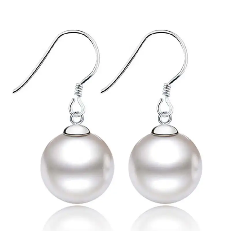 

White Shell Pearl Earrings Cultures Freshwater Pearls Drop Earrings Bridal Wedding Earrings Bridesmaid Gift 2017 New Arrival