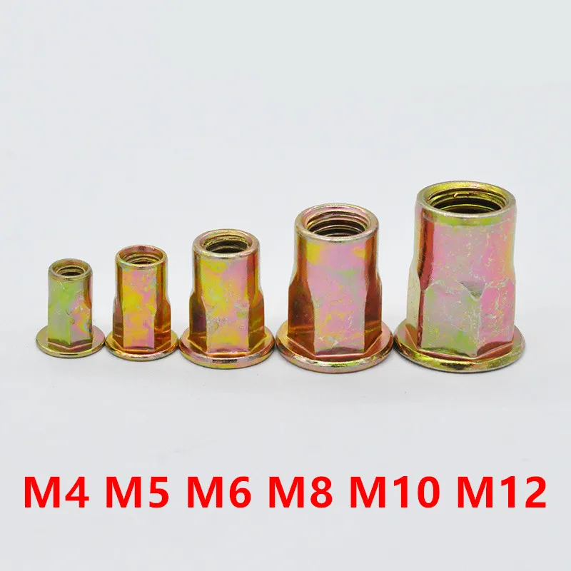 Rivnuts Шестигранная Заклепка гайка сталь с цинком M4 M5 M6 M8 M10 плоская головка