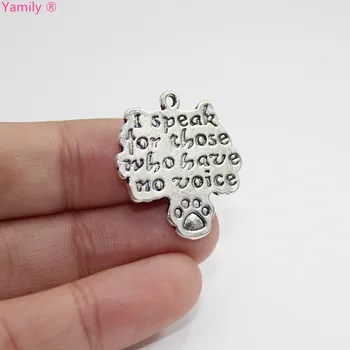 

15pcs--25x22mm Antique silver tone I Speak For Those Who Have No Voice Charm pendant