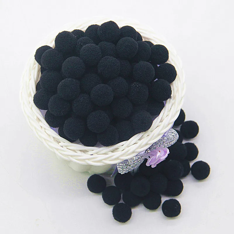 Black Pompom 8mm 10mm 15mm 20mm 30mm Pom Poms Ponpon Crafts Supplies DIY for Kids Toy Garment Sewing Home Wedding Decorations