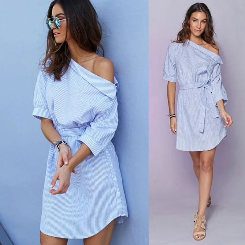 one shoulder shirt dress