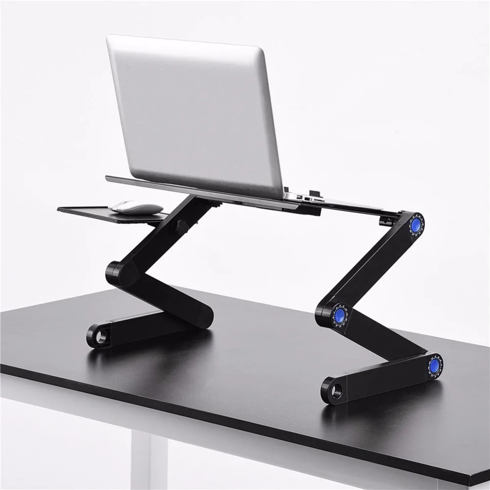 

Adjustable Aluminum Laptop Desk Ergonomic Portable TV Bed Lapdesk Tray PC Table Stand Notebook Table Desk Stand With Mouse Pad A