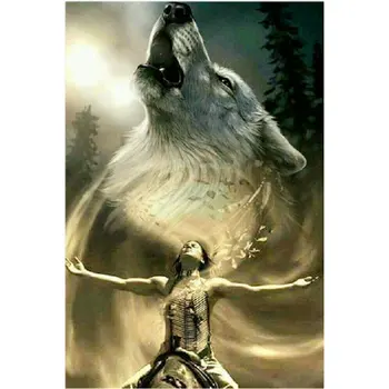 

Full Drill diy Diamond Embroidery Mosaic Indian rhinestone Needlework 3D square Diamond Paintings Cross Stitch Wolf head picture