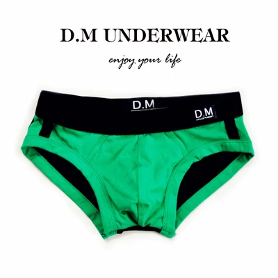 male cotton waist panties solid block decoration low sexy underwear