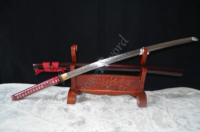 

FULL TANG HANDMADE JAPANESE SAMURAI SWORD KATANA CLAY TEMPERED 1095 high carbon steel SHARP BLADE Genuine Rayskin Hard Wood Saya