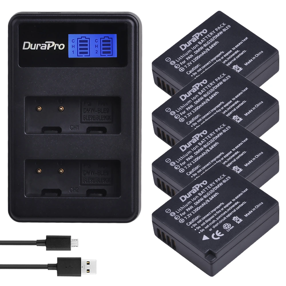 

4Pc DMW-BLG10 DMW-BLG10E Camera Battery +LCD DUAL charger for Panasonic BLG10E DMW-BLG10GK BLG10GK BLG10 DMC-GF6 DMC-GX7 GF6 GX7