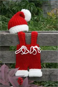 

Newborn Baby Santa Claus Photo Props Infant Baby Christmas Hat Jumpsuit Set Crochet Baby Hat Shorts Set for Photo Shoot