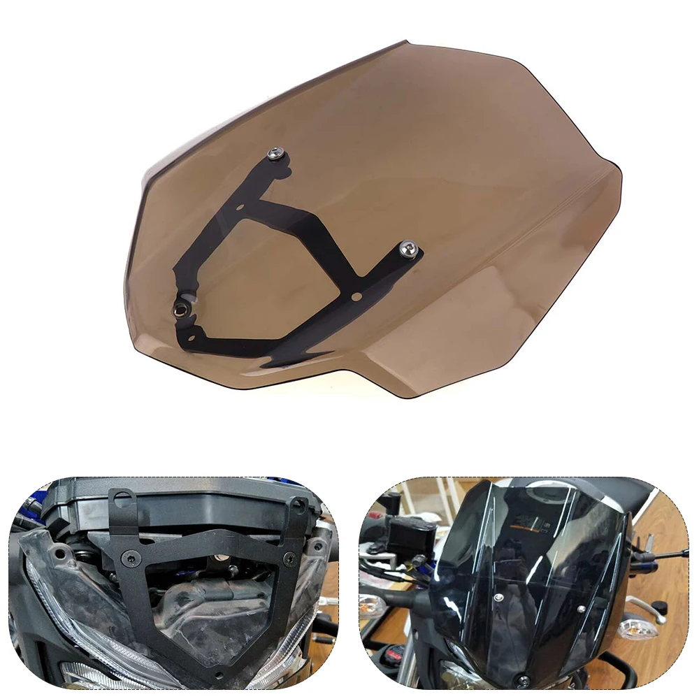 

KEMiMOTO Motorcycle Accessories For YAMAHA MT 03 MT03 MT-03 2016 2017 Windshield WindScreen With Mount Holder