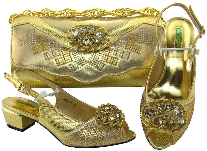 

Hot sale 4cm Italian Shoes and Bag Set African ladies high heels for party Nigerian shoes matching bags set