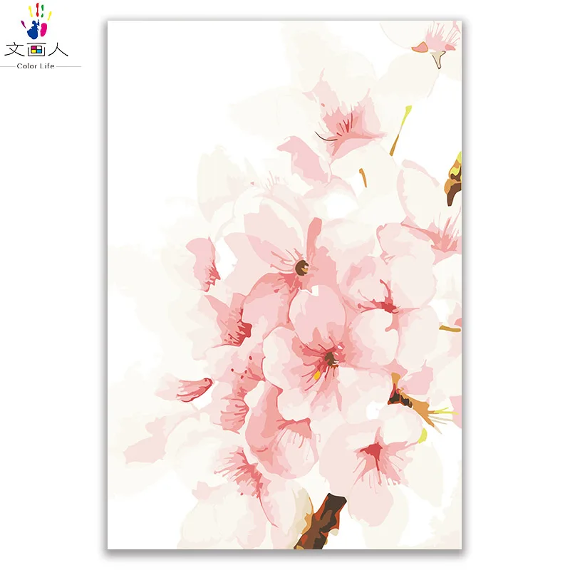 

Plum blossom diy oil painting pictures by numbers flowers on canvas coloring draw by numbers with framed for living room decor