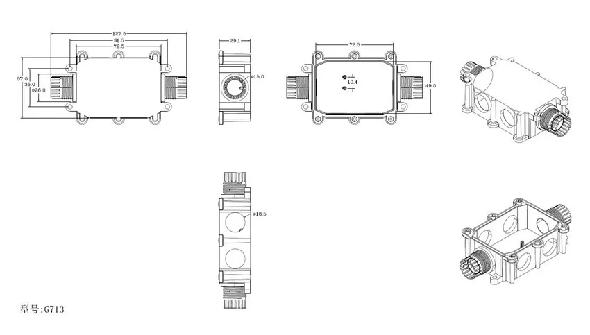 IP68 Plastic Waterproof Junction Box G713 White Waterproof Junction Box Outdoor Cable Junction Box 2 to 6 Head