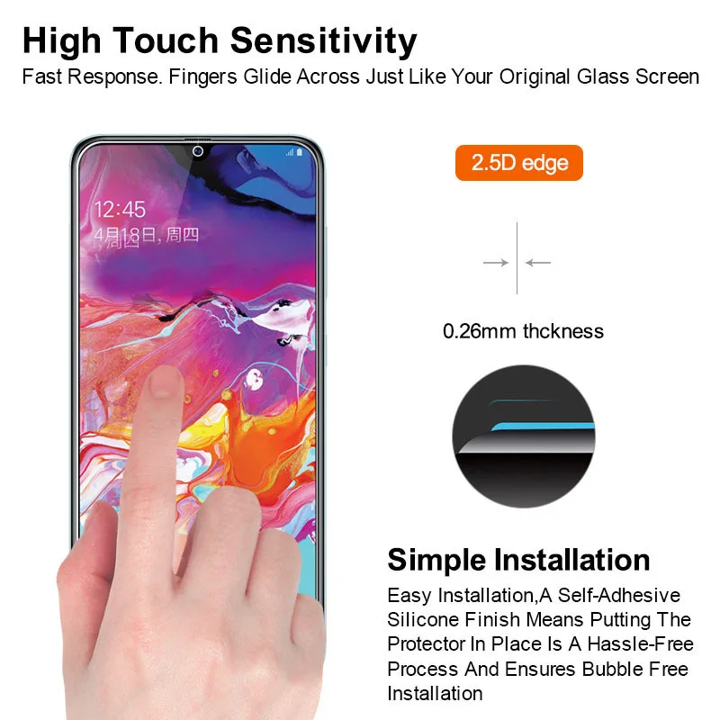 Закаленное стекло 9H для Samsung Galaxy A70 Защита экрана A 70 Sm a705f/ds A7050 защитная