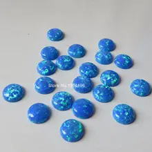 50 шт./лот op05 темно-синий 8 мм круглый Опал огненный камень, синтетический, Круглый Кабошон огненный опал