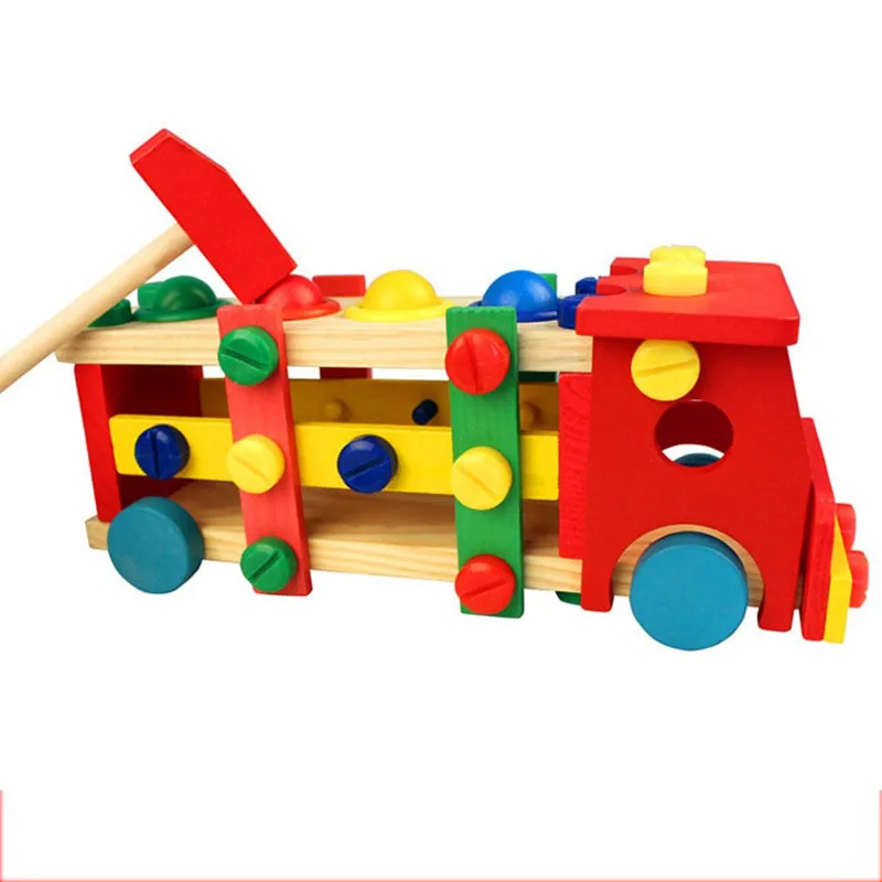 MOTOHOOD 111229cm Wooden Toys Screw Nut Truck Car Knock Ball Developmental Baby Intelligence Toys Educational Building Blocks (10)
