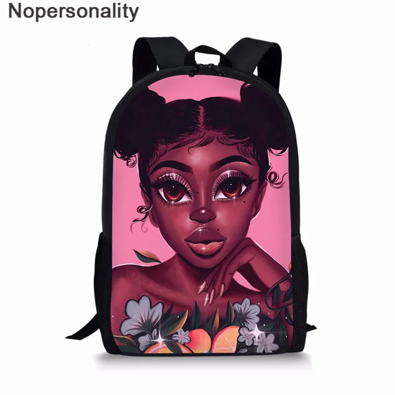 Nopersonality Black Art Afro Girl Print African Backpack for School Teenage Girls Book Bags Toddler Schoolbag Mochila Escolar - Цвет: LH1057C