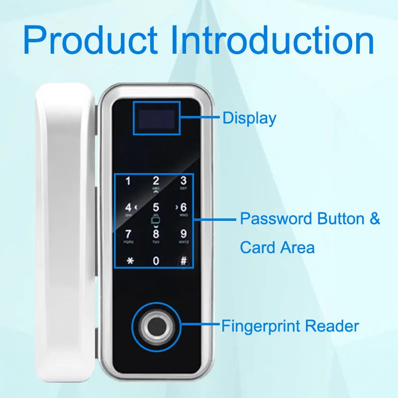 Eseye Glass Door Lock Office Keyless Electric Fingerprint Lock With Touch Keypad Smart Card Remote Control Smart Door Lock      