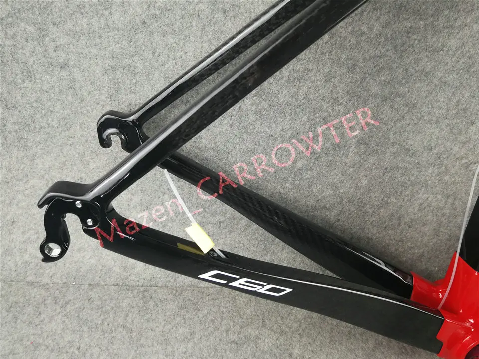 T1000 3K полностью глянцевый черный красный Colnago C60 углеродная дорожная рама