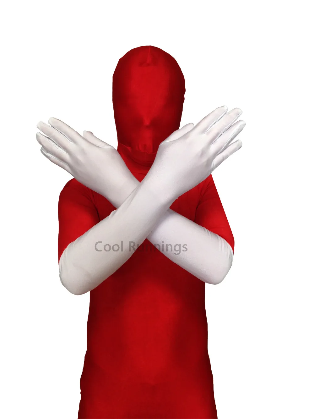 Unisex Spandex Zentai White Elbow Gloves Halloween Party Superhero Accessory | Тематическая одежда и униформа