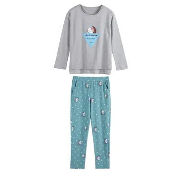 

Brand Spring Autumn Long Sleeved Cotton Women's Pajamas Set Cartoon Sleepwear Girls Pyjamas Mujer Lady Casual Home Clothing 3XL
