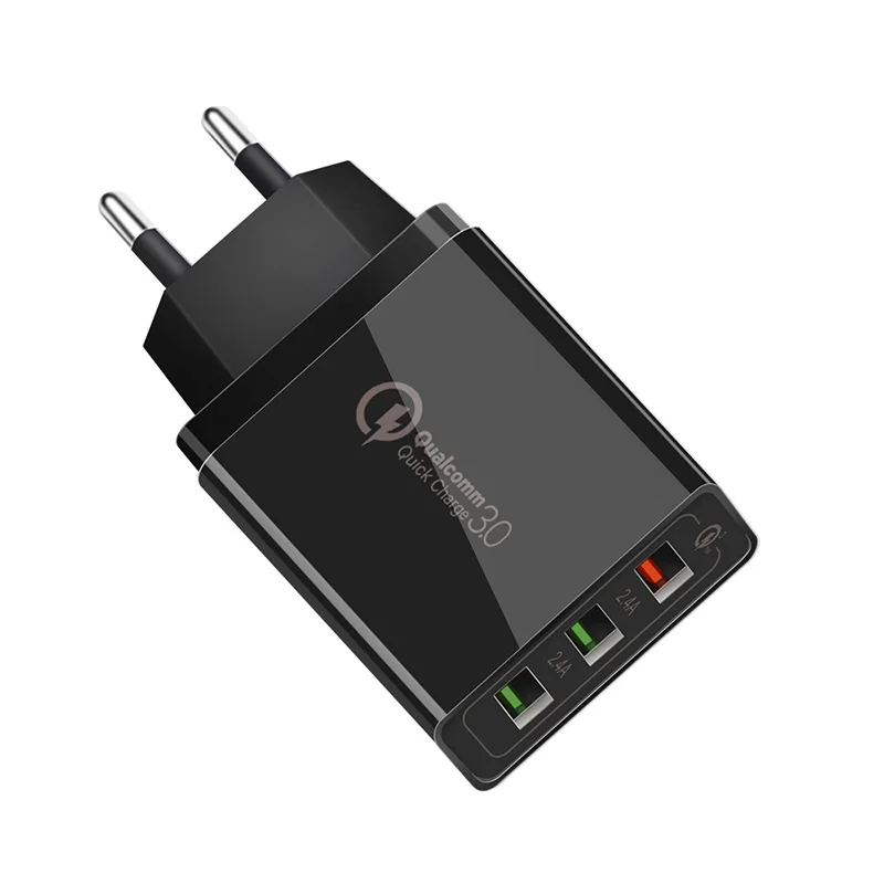 Универсальный 30 Вт Быстрая зарядка QC 3,0 USB зарядное устройство для iPhone 7 8 X XS MAX samsung S9 S10 Plus huawei Xiaomi EU US plug адаптер питания - Тип штекера: EU Plug Black