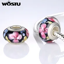NEUE Silber Überzogene Blume Murano Glas Perlen Fit WST Armband Armreifen Charme Original Europäischen DIY Authentische Schmuck