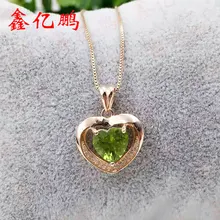 Lkuan 925 Серебряный инкрустированные натуральный кулон из перидота женский в форме сердца 8x8 мм