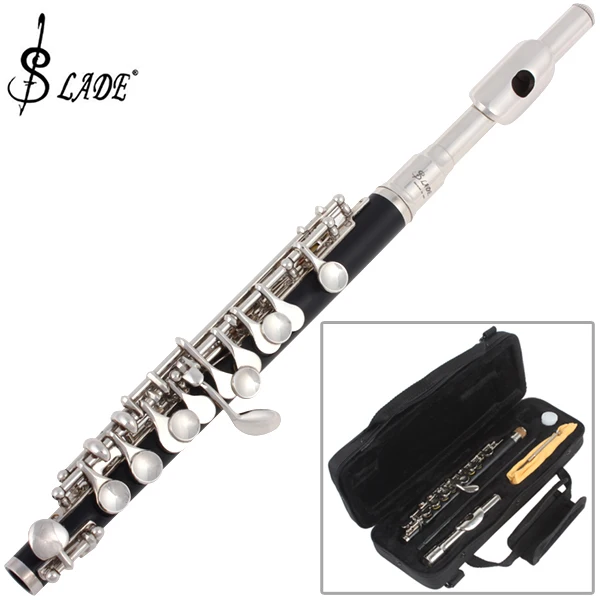

SLADE Piccolo Ottavino Half-size Flute Plated C Key Concert Flute Cupronickel with Cleaning Cloth Screwdriver Padded Box
