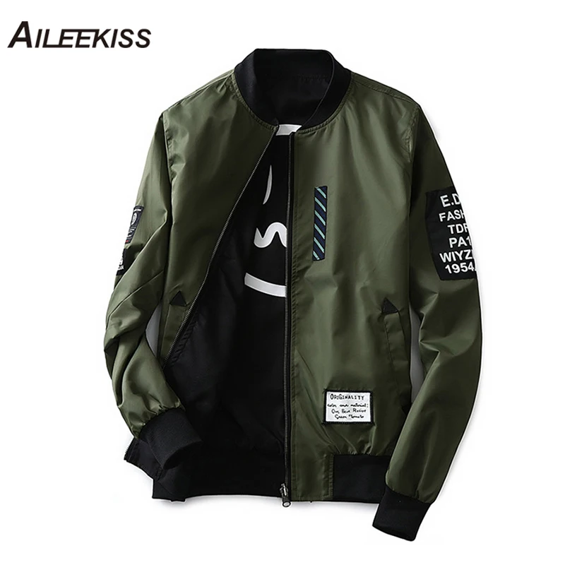 Prix 2019 homme pilote Bomber veste avec patchs vert les deux côté porter hommes pilote vestes mince mâle coupe vent veste Mans manteau XT441