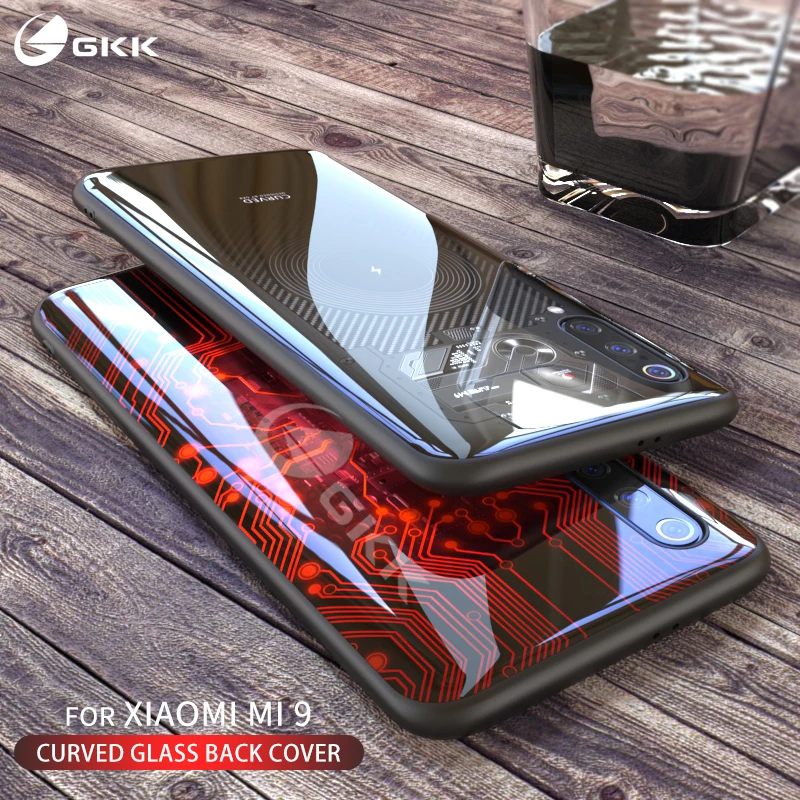 Роскошный чехол GKK для Xiaomi Mi 9 из закаленного стекла HD с рисунком мягкий край