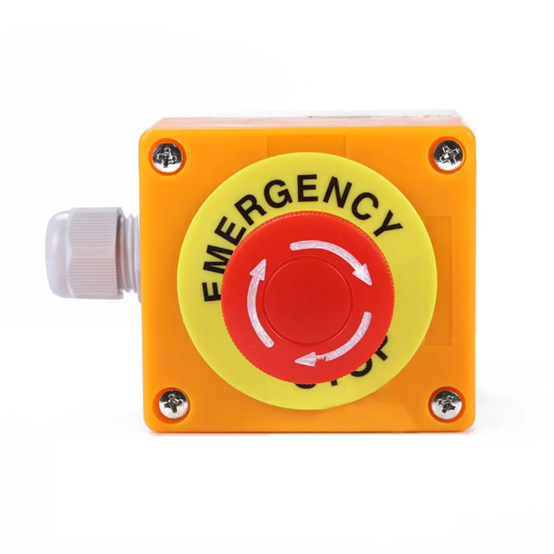 Waterproof Red Sign Emergency Stop Mushroom Cap Emergency Stop Push Button Switch NO+NC AC660V/10A
