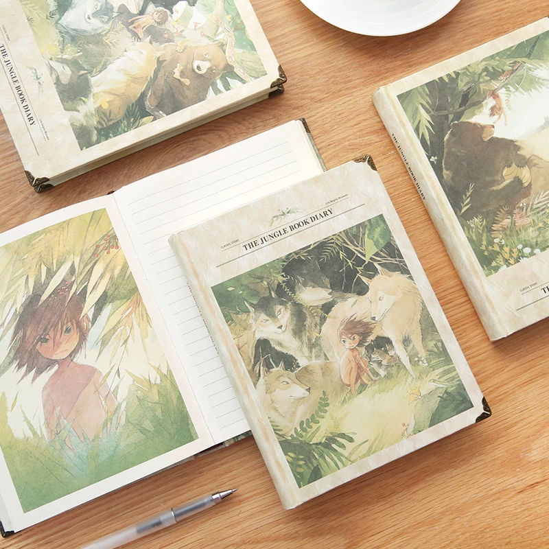 

YMLP Wolf Juvenile Notebook Color Illustration Inside Page Hardcover Notebook A5 Coloring Page Diary 1PCS