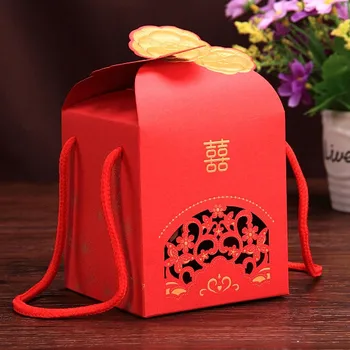 

Free shipping fine large capacity hand-held laser hollow out square wedding candy box,100pcs/lot,QQJJ7
