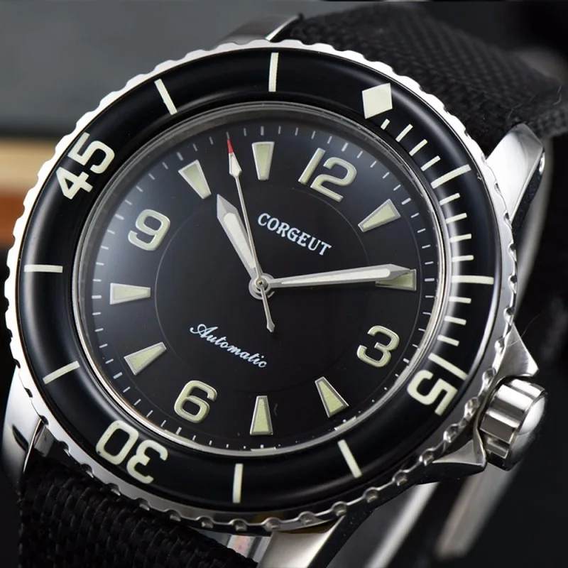 Роскошный топ бренд 45 мм спортивный дизайн часы Механические супер светящиеся водонепроницаемые руки Автоматический самоветер винтажные мужские часы 01