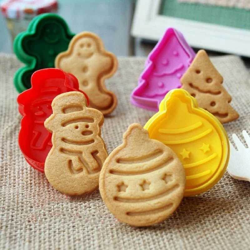 4 шт./компл. рождественские формочки для печенья, снеговик Плунжер для печенья крекеры пирог с сахаром украшения ferramenta помадка Декор