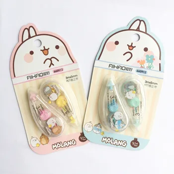 

2 pcs/pack Happiness Molang Push White Out Corrector Correction Tape Diary Stationery School Supply