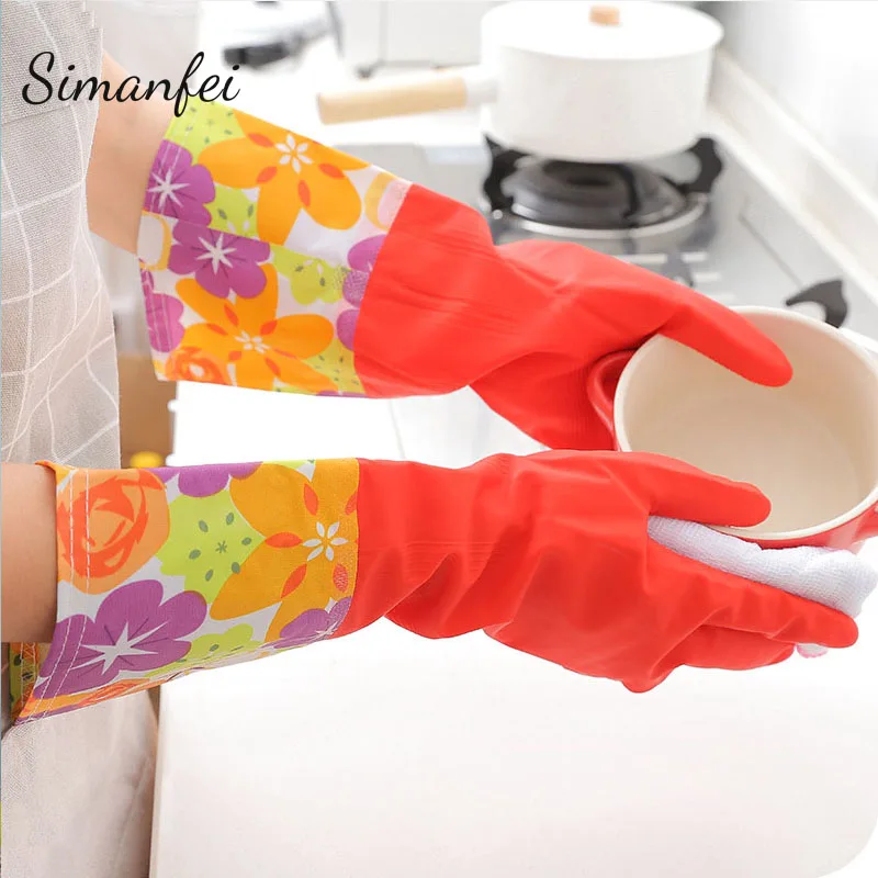 Simanfei font b Household b font font b gloves b font 2017 New Rubber Dishes Washing