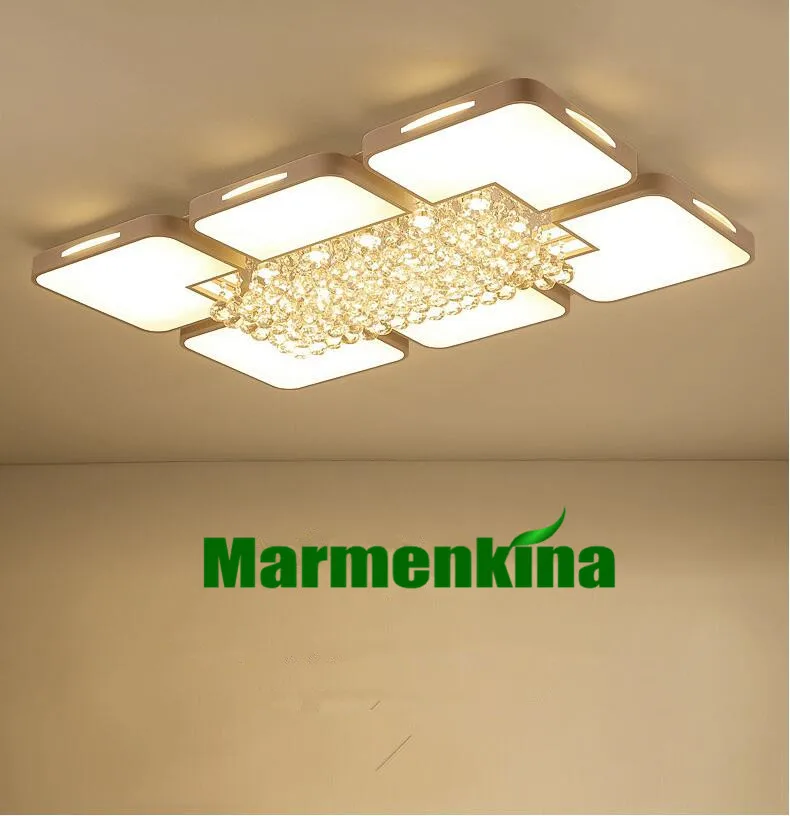 

Free shipping crystal ceiling lamp led living room bedroom hotel room post modern lamp rectangular minimalist home lighting.