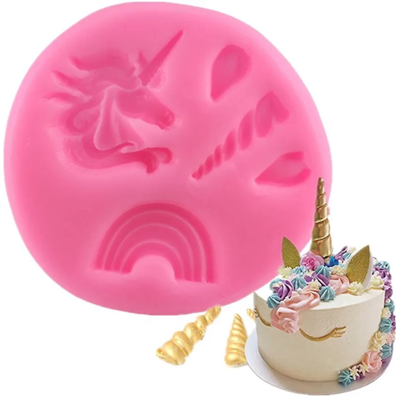 

Mini Unicorn Horn Rainbow Collection Silicone Mold Cake Chocolate Mould Kitchen Baking Cake Tool DIY Sugarcraft Decoration