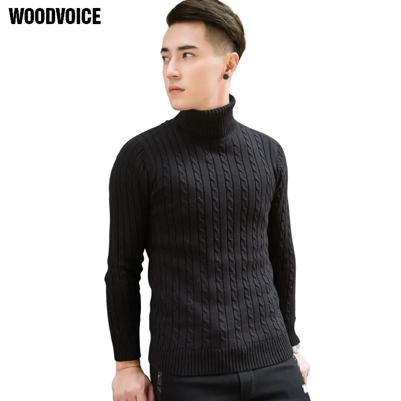 

2018 Fall Winter Thick Warm Cashmere Sweater Men Turtleneck Men Brand Mens Sweaters Slim Fit Pullover Men Knitwear Double collar