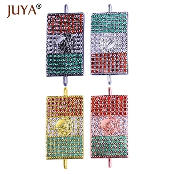 

LATEST design Luxury CZ Rhinestone Mexico Flag Charms Connectors For Jewelry Making DIY Fashion Bracelets Accessories Findings