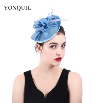 

Light blue women's Bridal imitation Sinamay Fascinator headwear Event Occasion Hat for Kentucky Derby Church Wedding Party Race