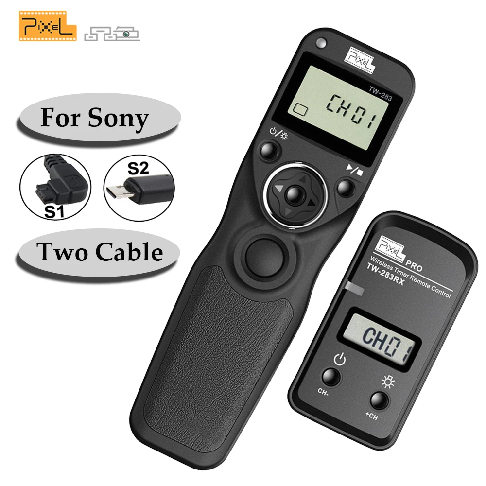 

LCD Wireless Timer Remote Control PIXEL TW-283/S1 TW283 Shutter Release With Camera Control Cable S2 line For Sony A58 A7 A7R