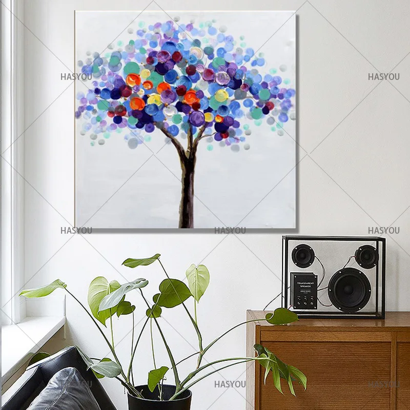 Wish-Tree-Picture-Art-for-Living-Room-Hand-painted-Modern-Abstract-Oil-Painting-On-Canvas-Wall (4)