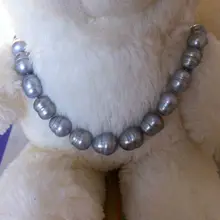 Gogerous Таити 12-13 мм Натуральная пресноводная жемчужина серебристо-серый жемчуг necklace18inch